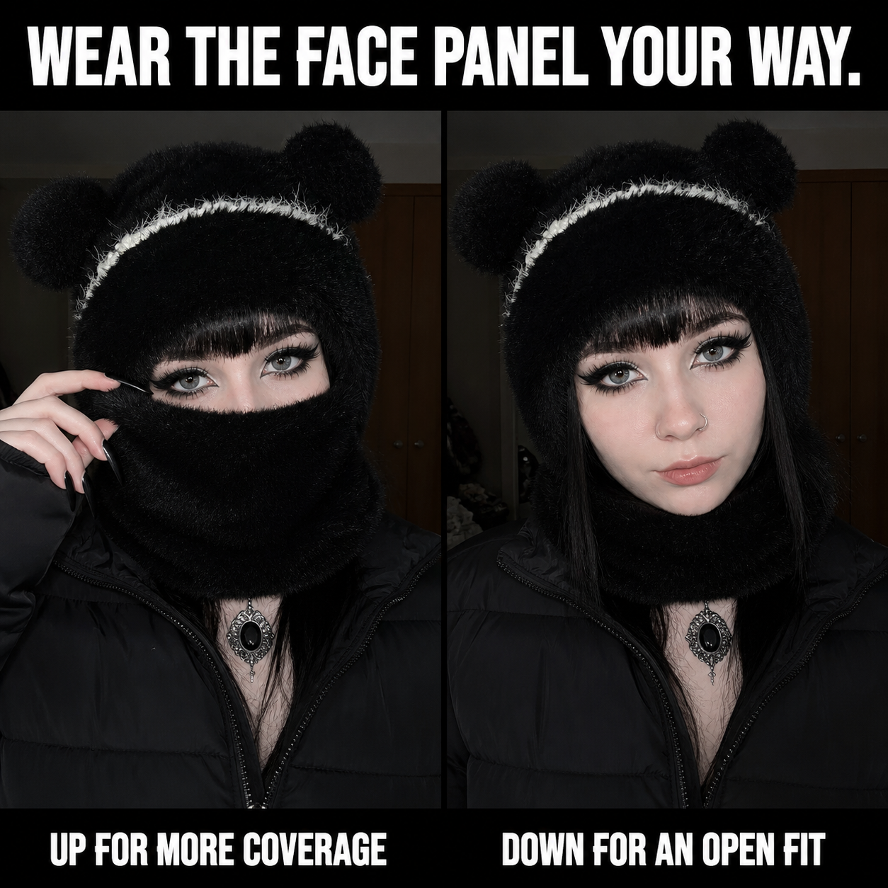 🎄🧸Teddy Bear Balaclava – Trendy Bear Ear Winter Hood for Outings & Photos