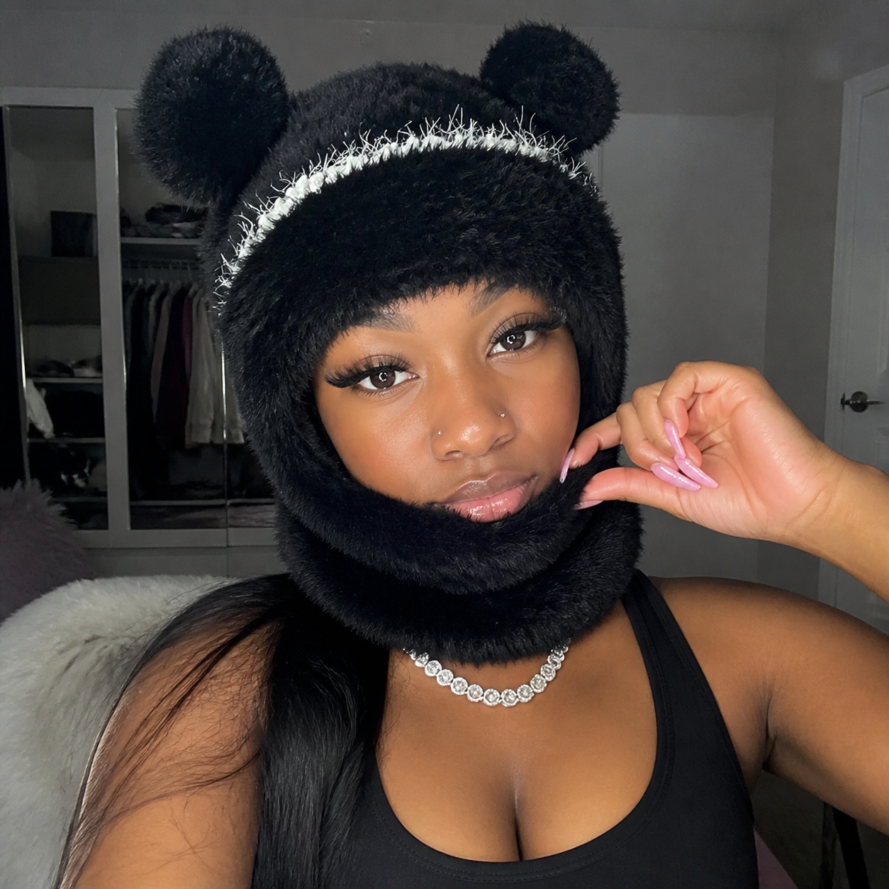 🎄🧸Teddy Bear Balaclava – Trendy Bear Ear Winter Hood for Outings & Photos