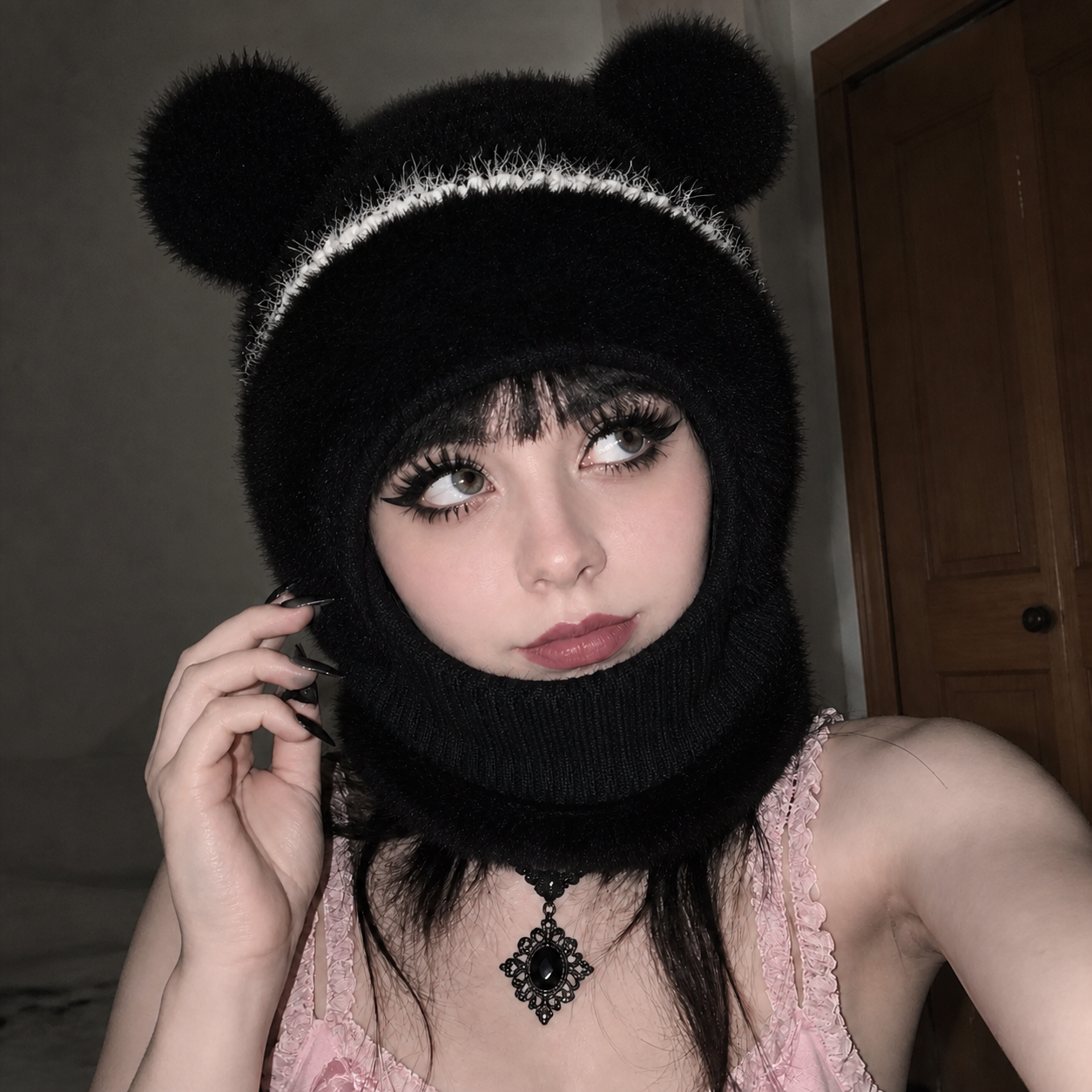 🎄🧸Teddy Bear Balaclava – Trendy Bear Ear Winter Hood for Outings & Photos