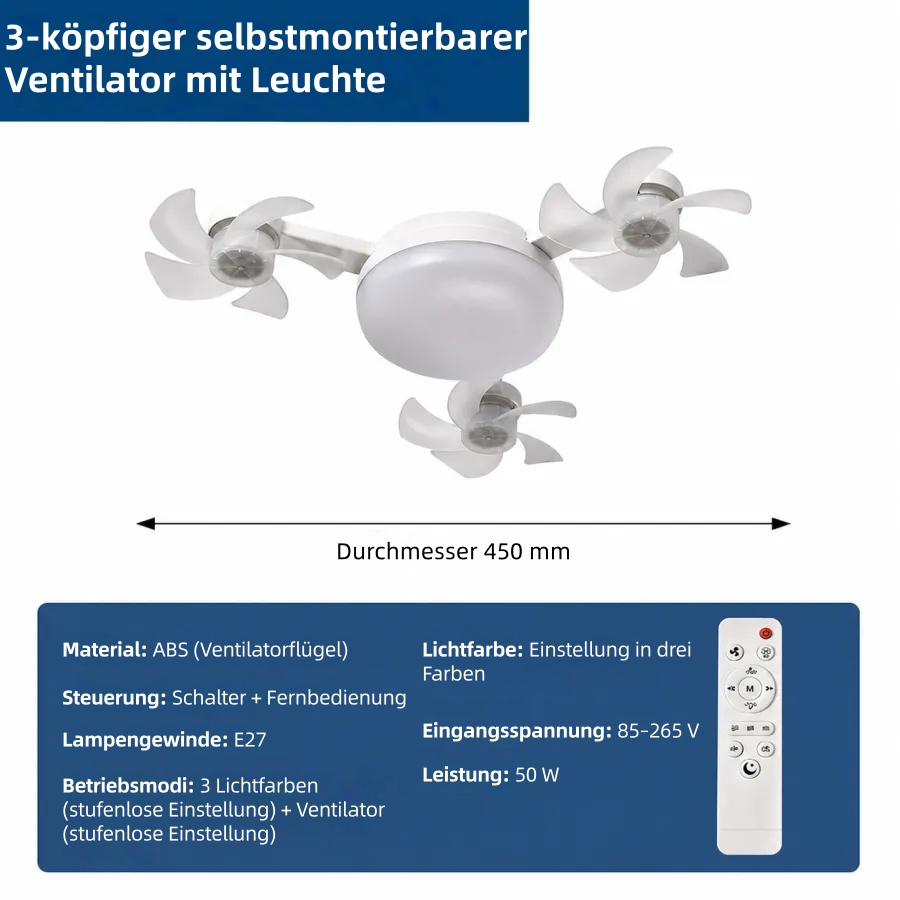 💡 Genießen Sie angenehm kühle Luft und sanftes Licht – moderner LED-Deckenventilator mit Fernbedienung