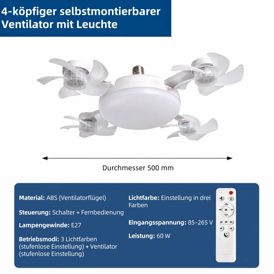 💡 Genießen Sie angenehm kühle Luft und sanftes Licht – moderner LED-Deckenventilator mit Fernbedienung