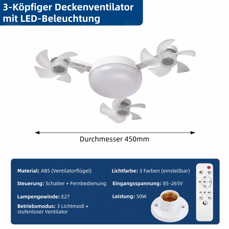 💡 Genießen Sie angenehm kühle Luft und sanftes Licht – moderner LED-Deckenventilator mit Fernbedienung