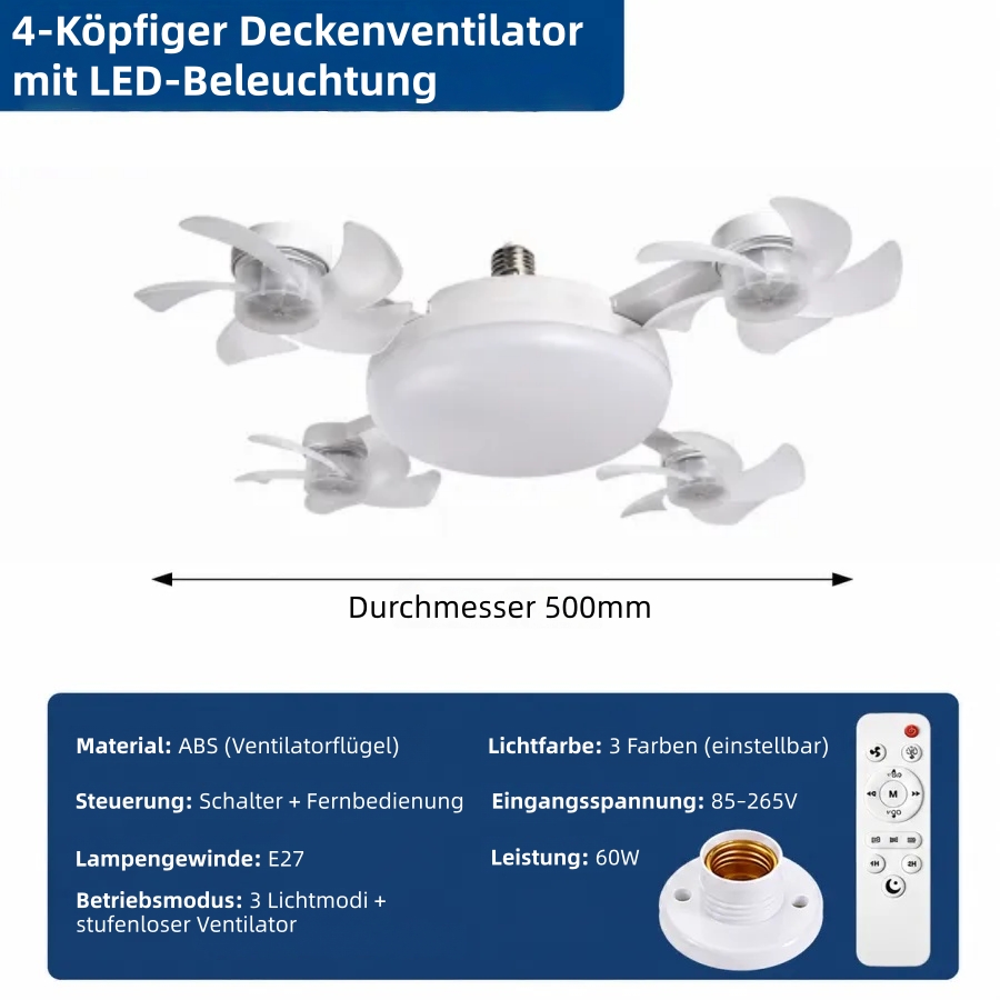 💡 Genießen Sie angenehm kühle Luft und sanftes Licht – moderner LED-Deckenventilator mit Fernbedienung