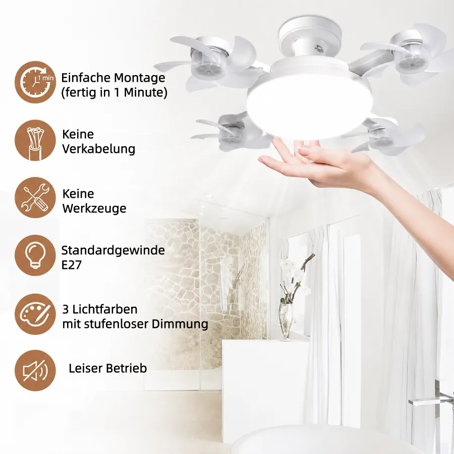 💡 Genießen Sie angenehm kühle Luft und sanftes Licht – moderner LED-Deckenventilator mit Fernbedienung