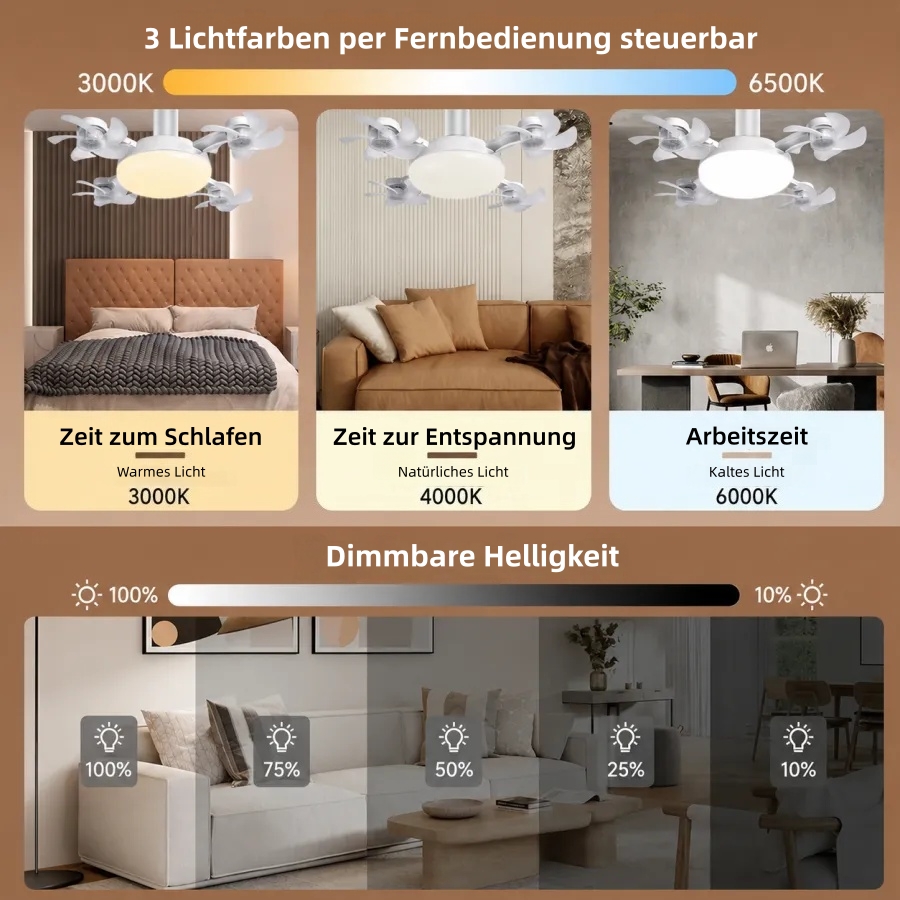 💡 Genießen Sie angenehm kühle Luft und sanftes Licht – moderner LED-Deckenventilator mit Fernbedienung