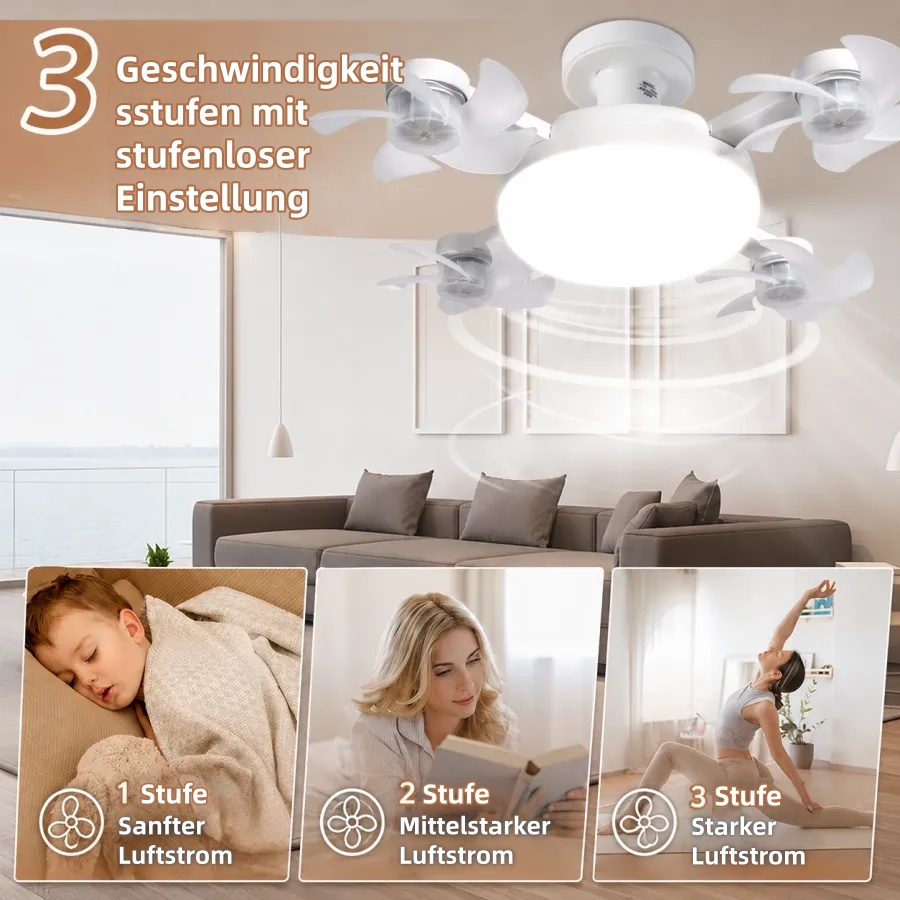 💡 Genießen Sie angenehm kühle Luft und sanftes Licht – moderner LED-Deckenventilator mit Fernbedienung