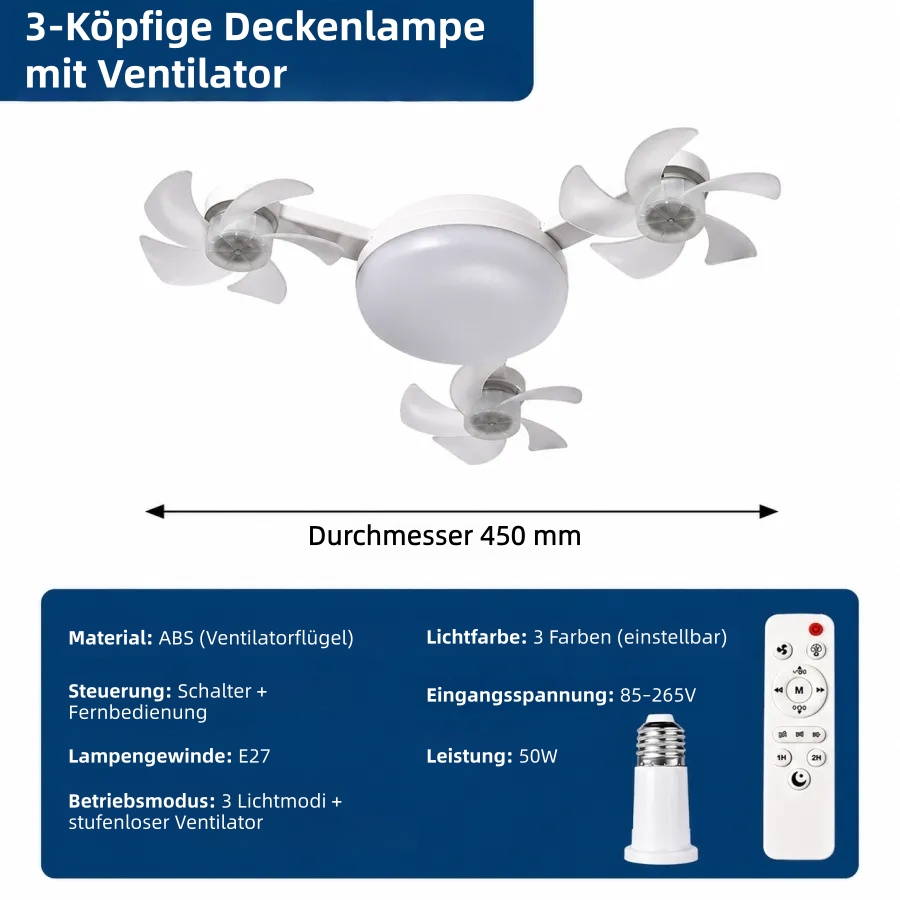 💡 Genießen Sie angenehm kühle Luft und sanftes Licht – moderner LED-Deckenventilator mit Fernbedienung