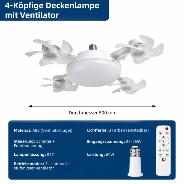 💡 Genießen Sie angenehm kühle Luft und sanftes Licht – moderner LED-Deckenventilator mit Fernbedienung