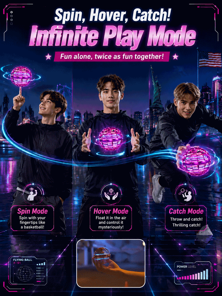 🚀 THROW IT. CONTROL IT. WATCH IT FLY BACK LIKE MAGIC! 🚀 Flynova Pro Magic Flying Ball — One Charge Keeps the Fun Going for Up to a Month While Every Throw Trains Your Hands, Eyes and Whole Body! 🌈⚡