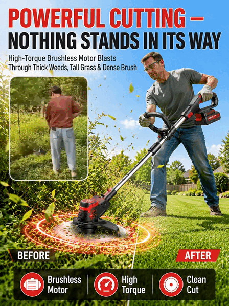 【Extra Long Battery Life】Electric Folding Lawn Mower ⚡⚡ Mows 200㎡ in just 10 minutes!
