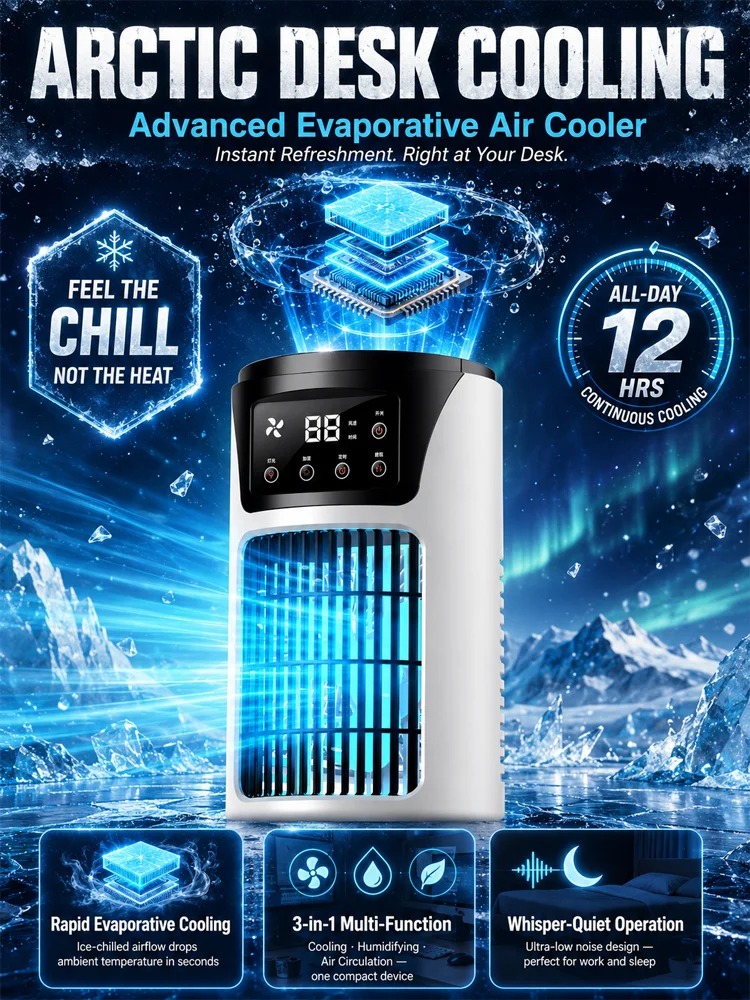 New Desktop Silent Air-conditioning fan with Night Light❄️💡