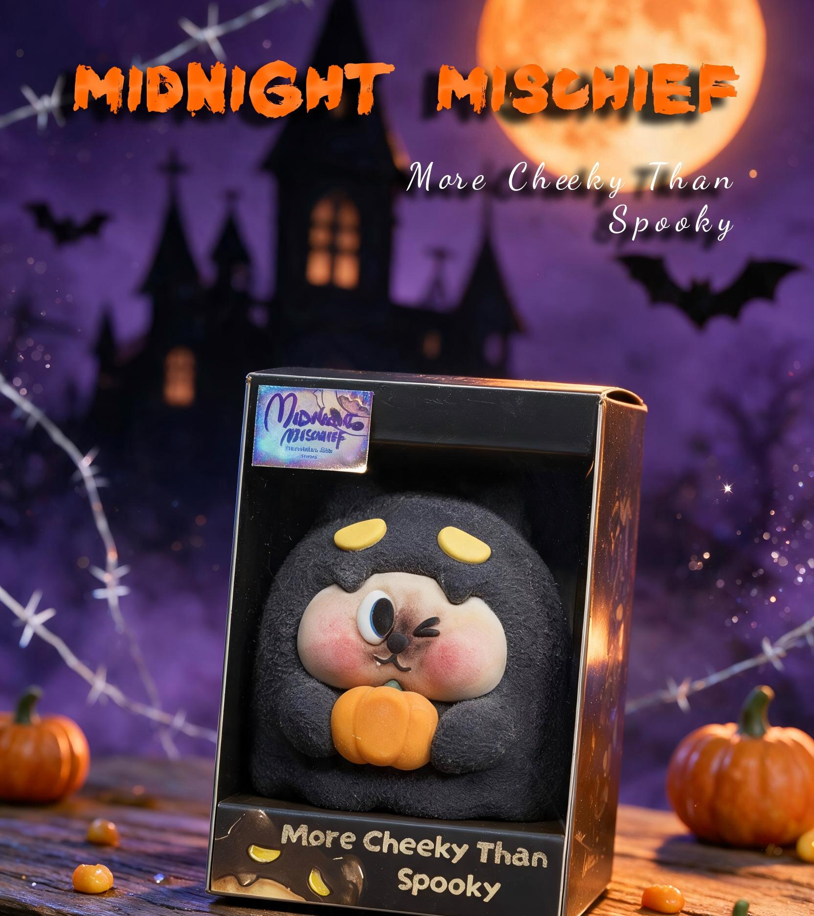 CRAZY GUGU ハロウィンシリーズ「Midnight Mischief 真夜中のいたずら」モノクロおばけ2体セット スクイーズ