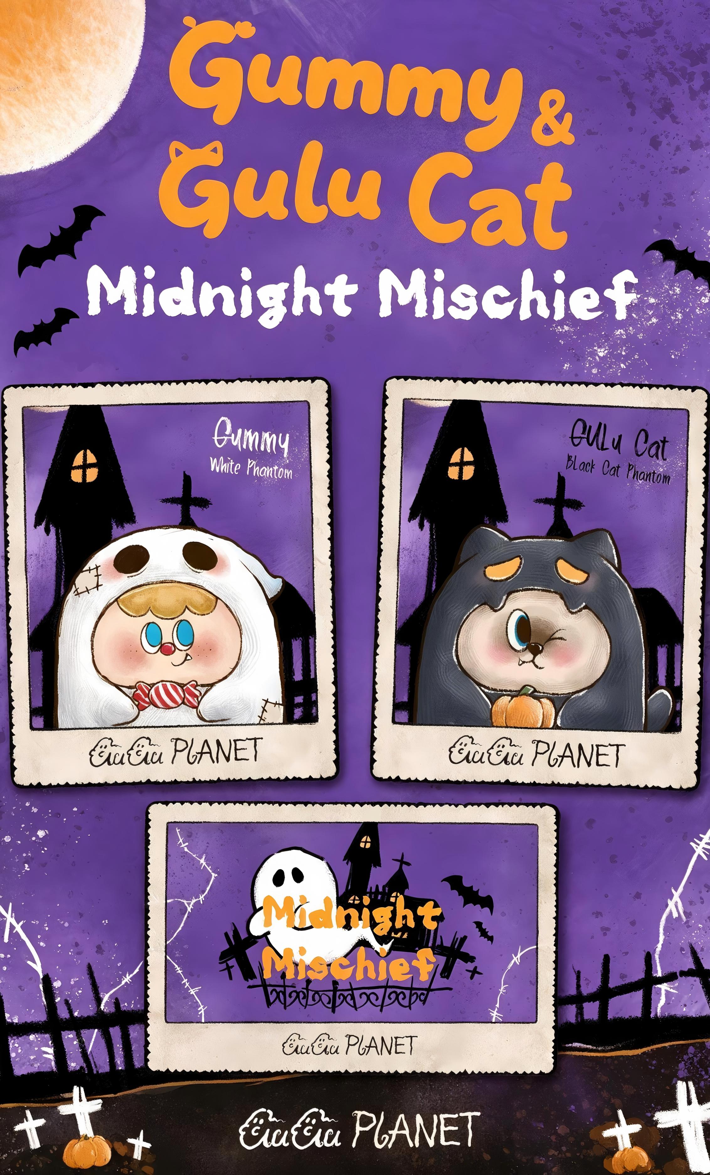 CRAZY GUGU ハロウィンシリーズ「Midnight Mischief 真夜中のいたずら」モノクロおばけ2体セット スクイーズ