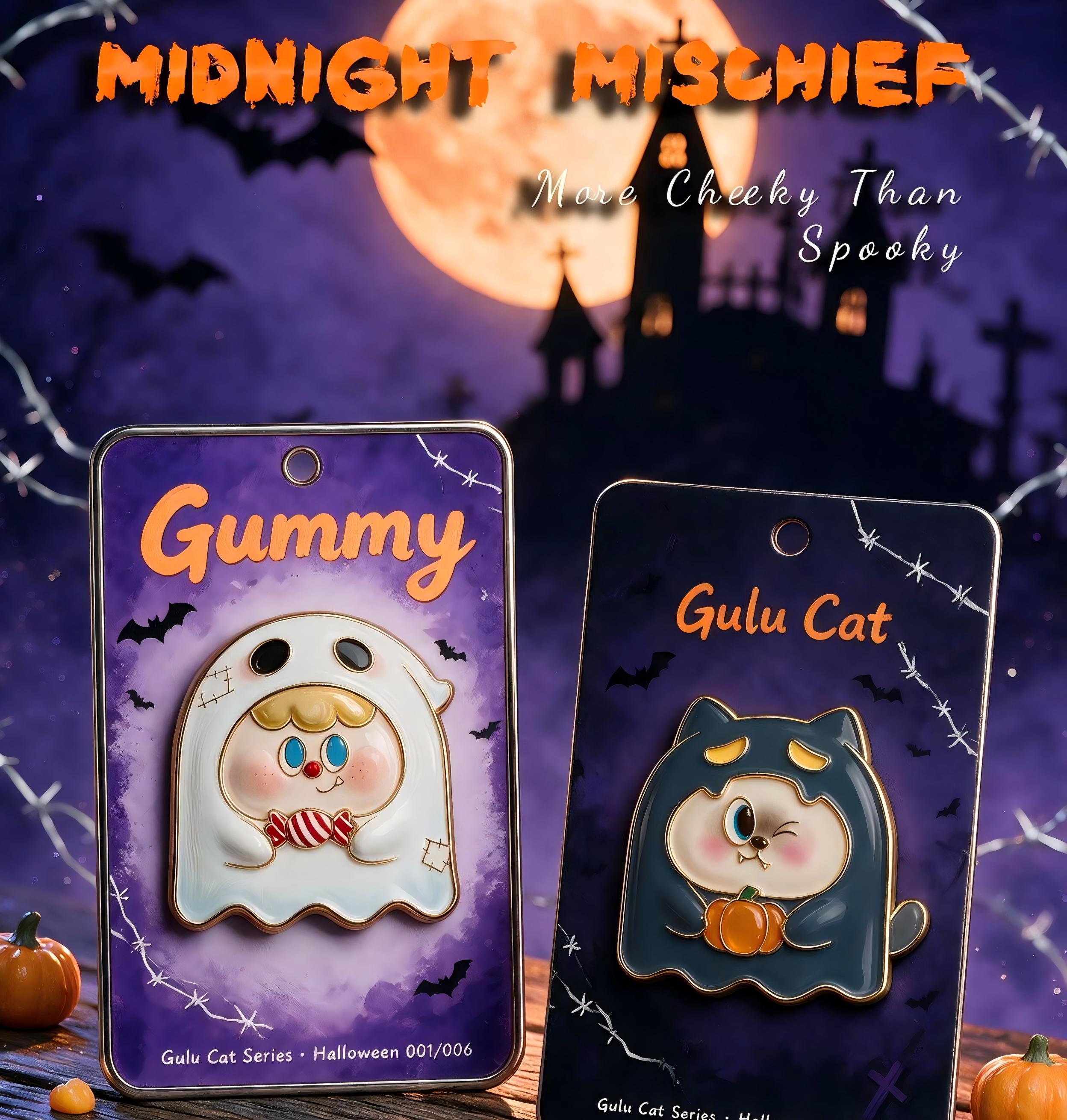CRAZY GUGU ハロウィンシリーズ「Midnight Mischief 真夜中のいたずら」モノクロおばけ2体セット スクイーズ