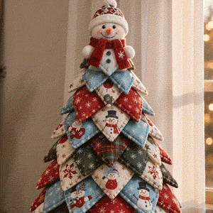 Finished quilted Christmas tree tabletop decoration