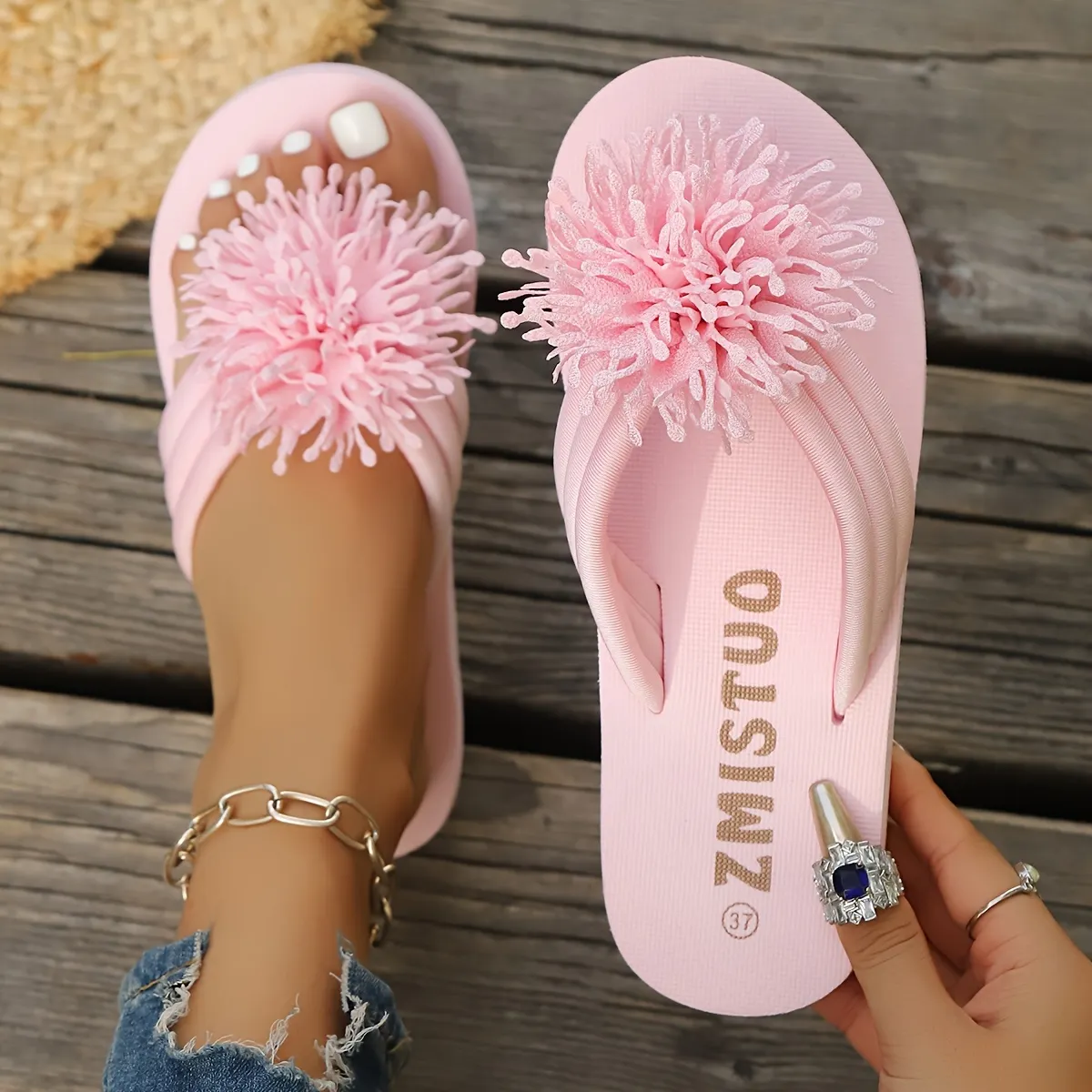 🌼🔥50% zniżki! Damskie klapki kwiatowe