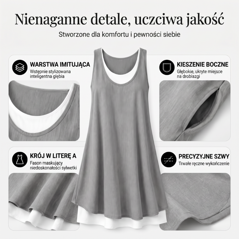 ⏰Wyprzedaż ostatni dzień -50%💃Luźna sukienka damska bez rękawów imitacja dwuczęściowa