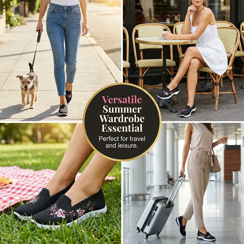 👟 Damskie przewiewne buty slip-on z kwiatowym wzorem