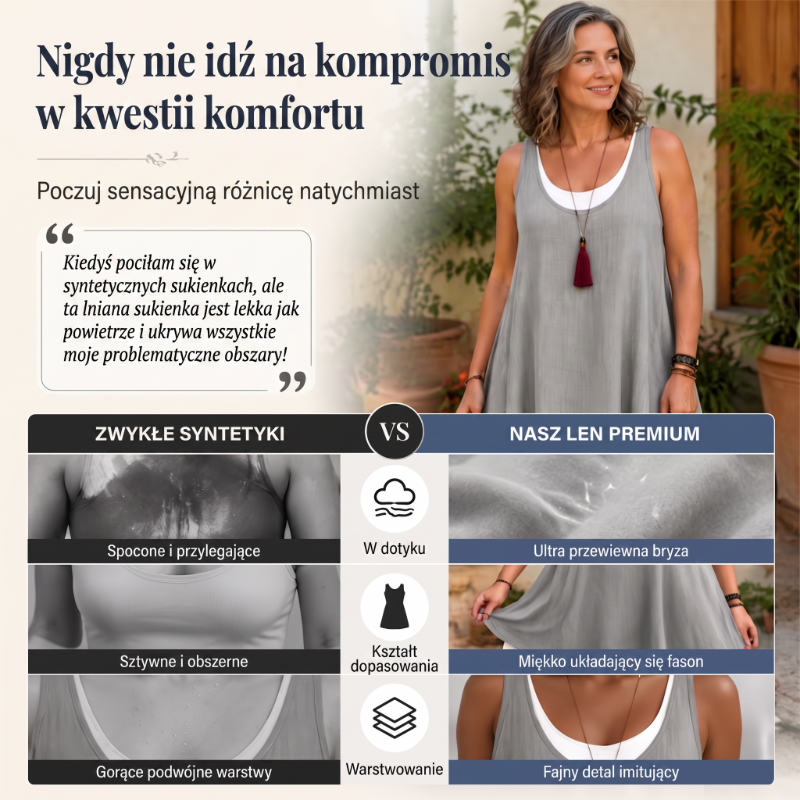 ⏰Wyprzedaż ostatni dzień -50%💃Luźna sukienka damska bez rękawów imitacja dwuczęściowa