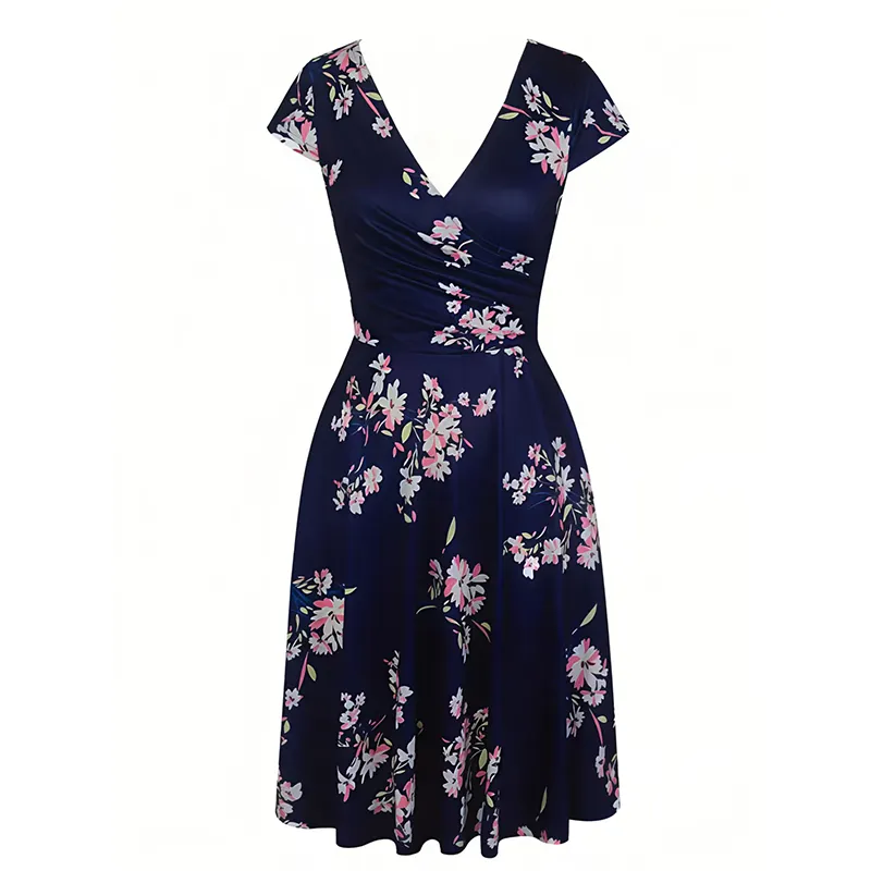 👗Teraz 50% taniej! 🌺Elegancka damska sukienka we wzory z kieszeniami