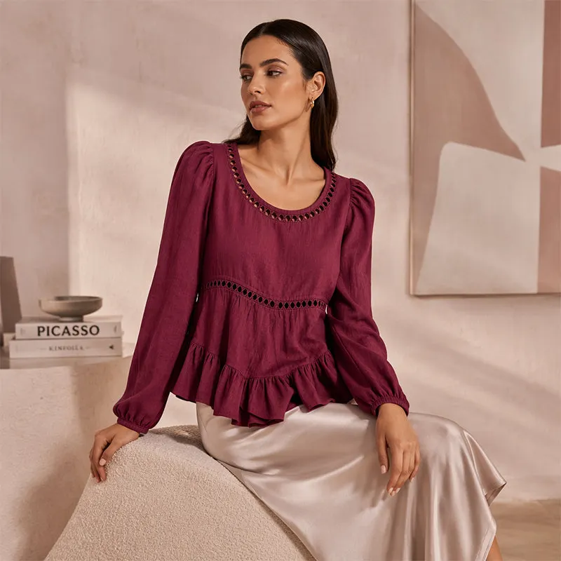 👚Kobiece bluzka na co dzień, modne bufiaste rękawy