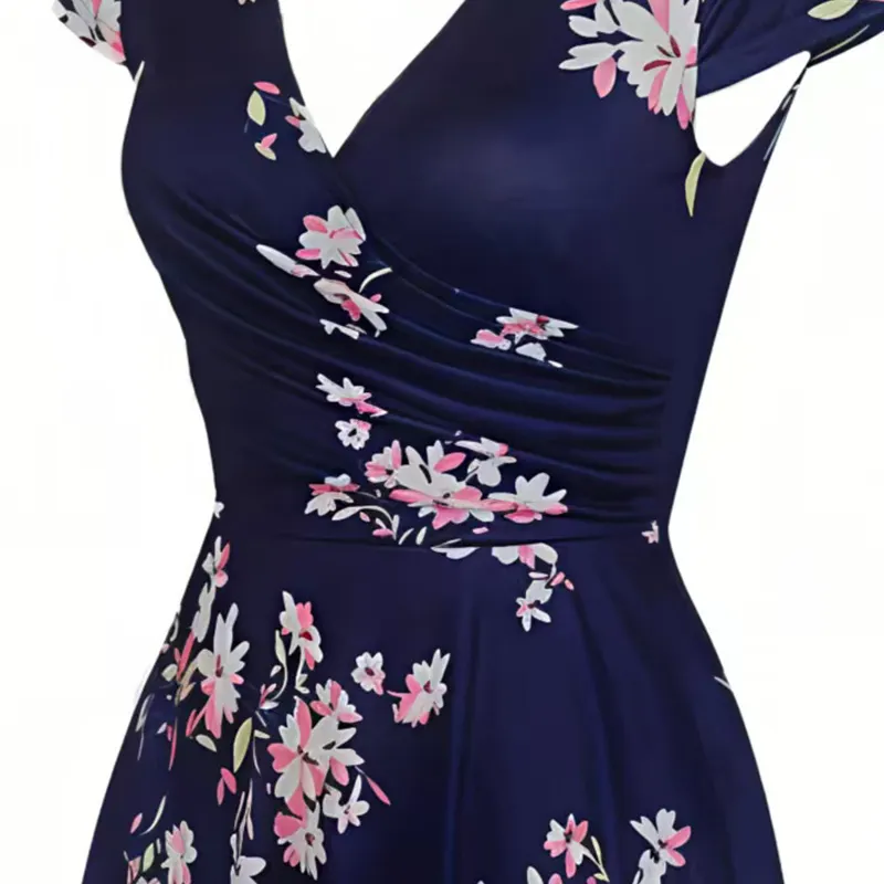 👗Teraz 50% taniej! 🌺Elegancka damska sukienka we wzory z kieszeniami