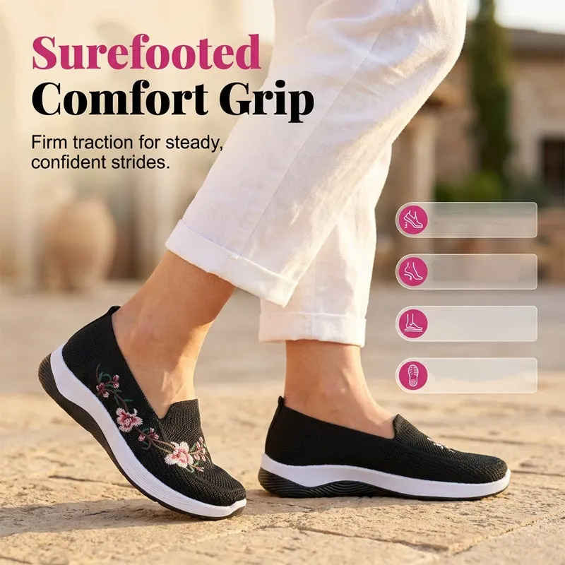 👟 Damskie przewiewne buty slip-on z kwiatowym wzorem