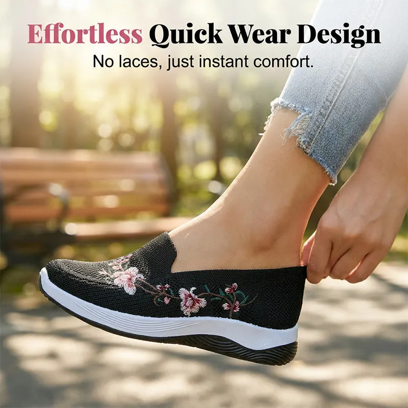 👟 Damskie przewiewne buty slip-on z kwiatowym wzorem