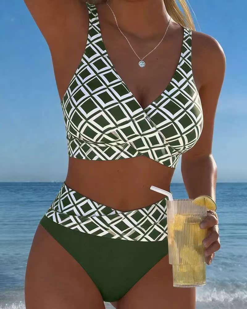 👙🌊Dwuczęściowy damski komplet bikini z wysokim stanem