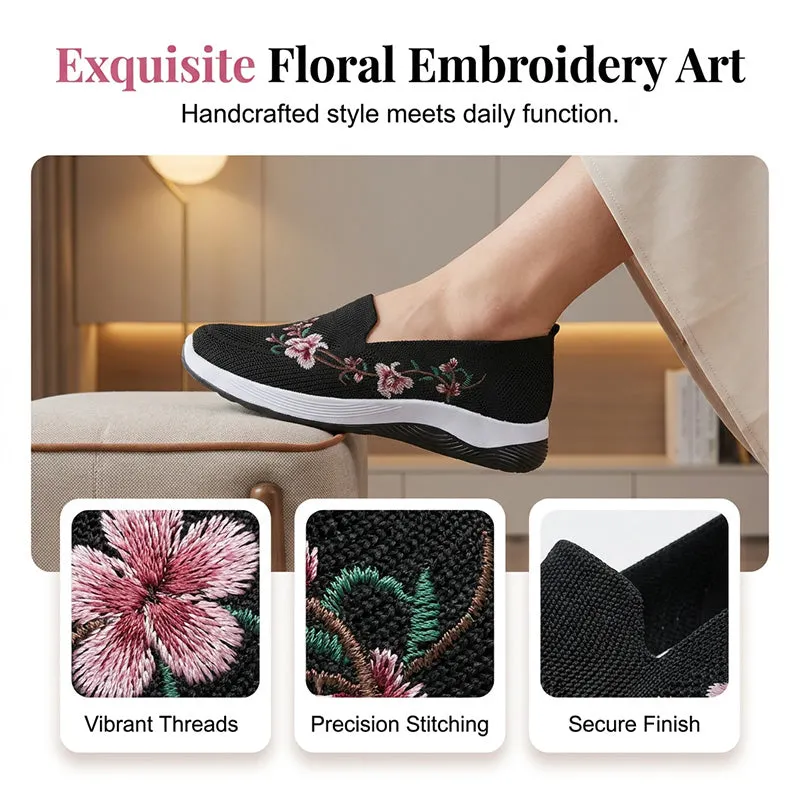 👟 Damskie przewiewne buty slip-on z kwiatowym wzorem