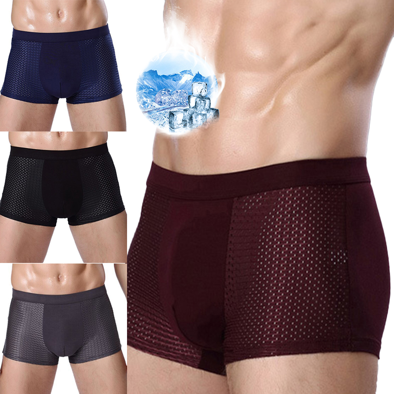 4 sztuki 🔥2026 Nowe bokserki męskie z modalu Ice Silk, duże rozmiary, z siateczką antybakteryjną