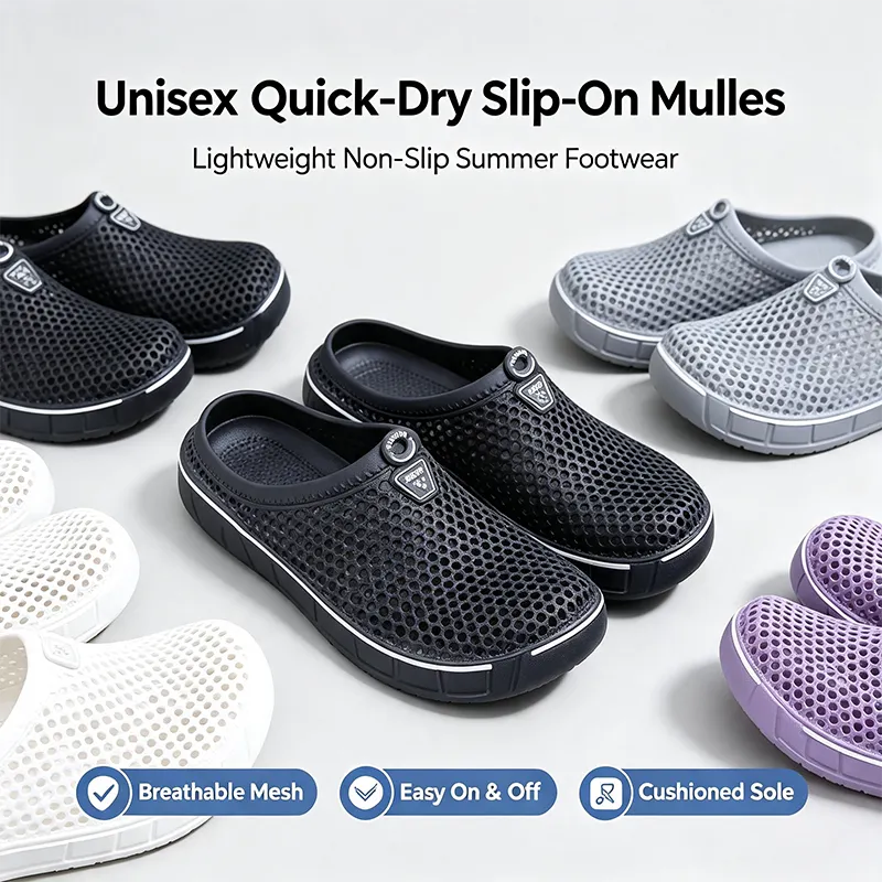 🥿Uniseksowe, szybkoschnące ażurowe klapki typu slip-on – lekkie i antypoślizgowe letnie obuwie z pianki EVA dla kobiet i mężczyzn