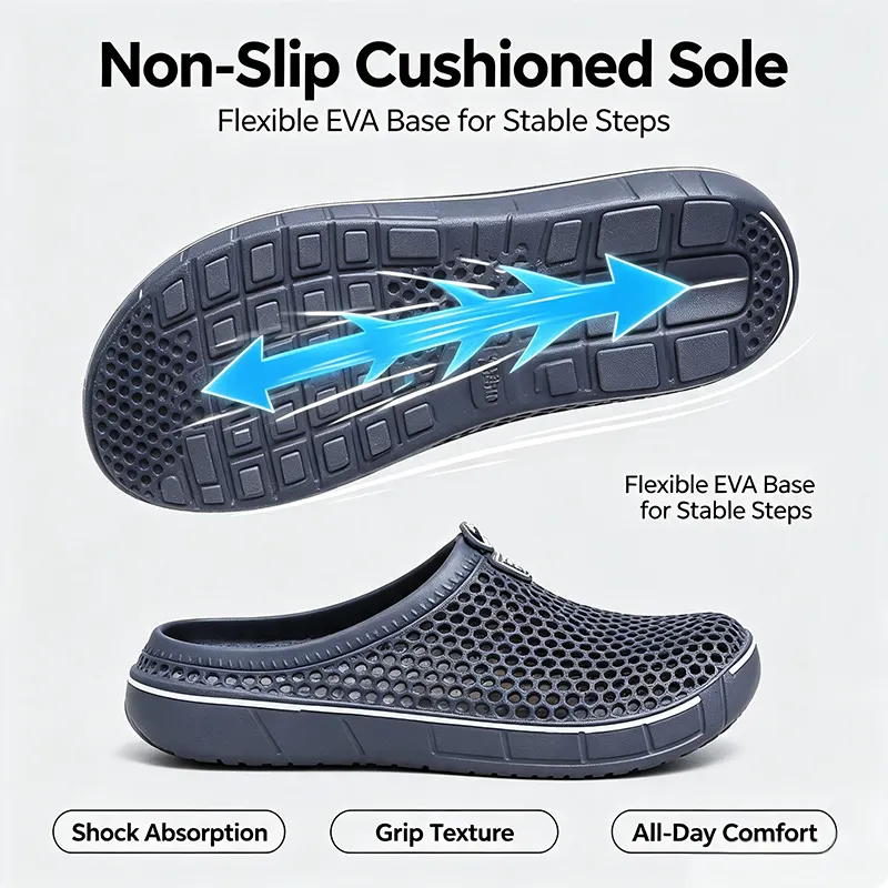 🥿Uniseksowe, szybkoschnące ażurowe klapki typu slip-on – lekkie i antypoślizgowe letnie obuwie z pianki EVA dla kobiet i mężczyzn