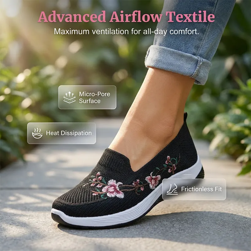 👟 Damskie przewiewne buty slip-on z kwiatowym wzorem