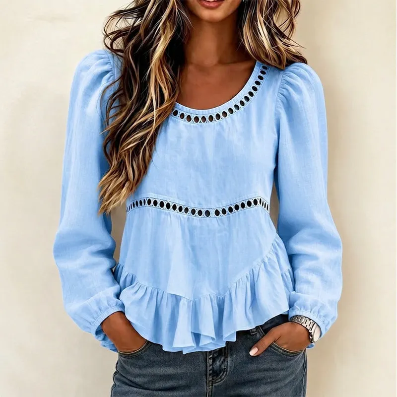 👚Kobiece bluzka na co dzień, modne bufiaste rękawy