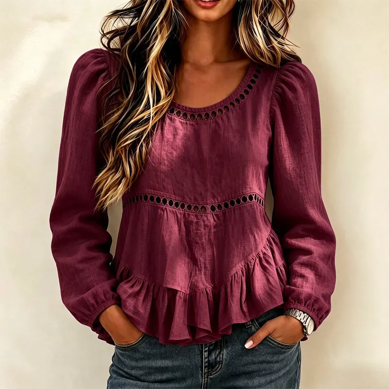 👚Kobiece bluzka na co dzień, modne bufiaste rękawy