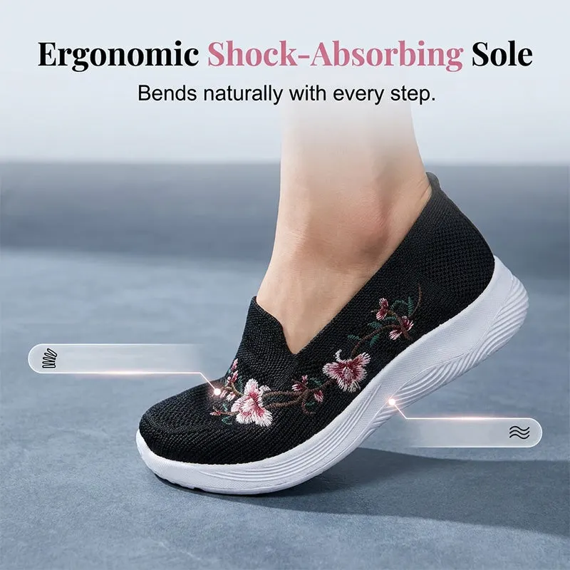 👟 Damskie przewiewne buty slip-on z kwiatowym wzorem