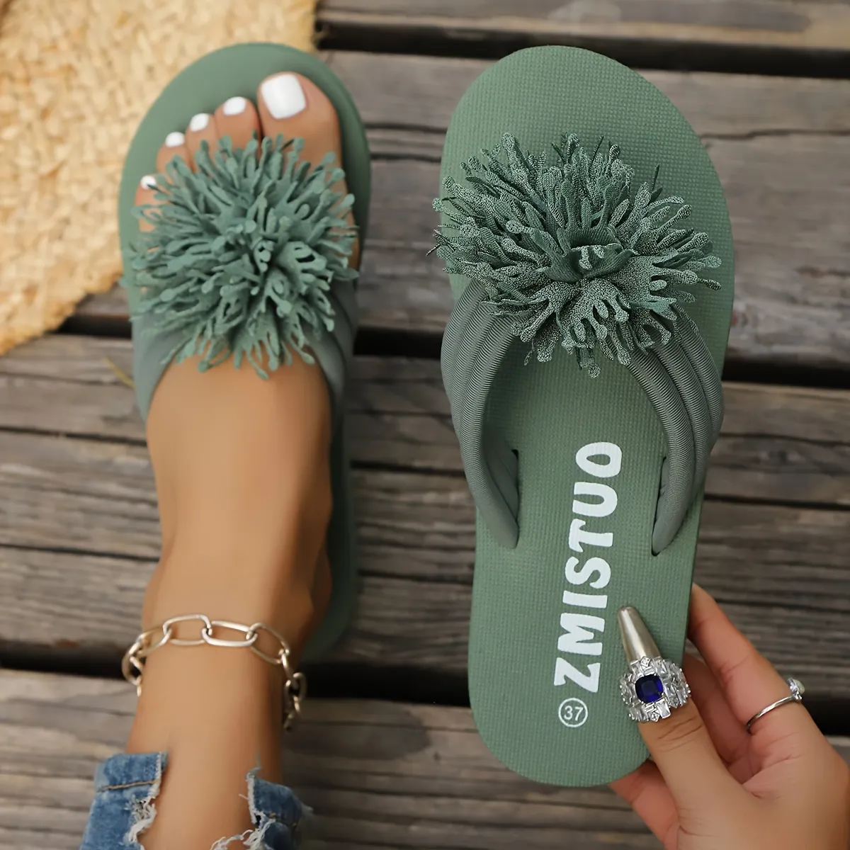 🌼🔥50% zniżki! Damskie klapki kwiatowe