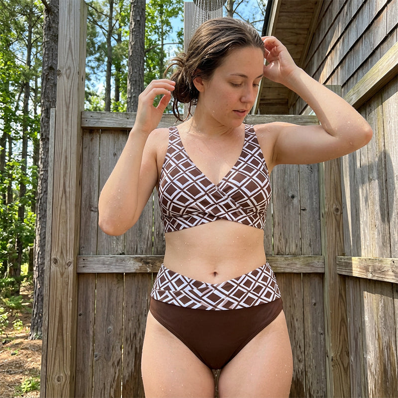 👙🌊Dwuczęściowy damski komplet bikini z wysokim stanem