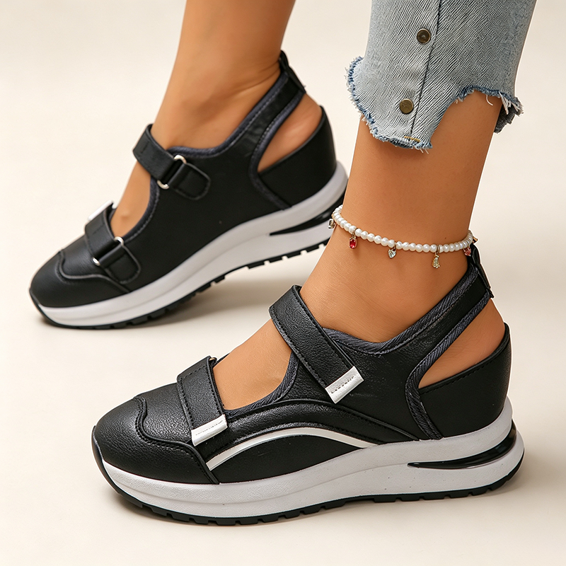 👟🌿Damskie, przewiewne buty codzienne na grubej podeszwie, zapinane na rzepy