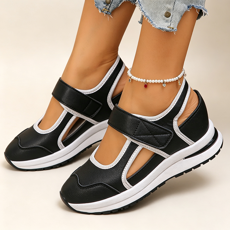 👟🌿Damskie, przewiewne buty codzienne na grubej podeszwie, zapinane na rzepy