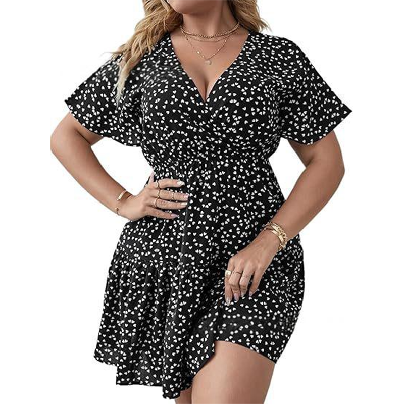 👗Sukienka damska w groszki i dekolt w serek
