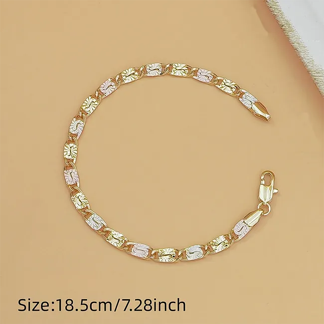 💎 TERAZ 50% TANIEJ! 👑 Bransoletka unisex z ogniwami w trzech kolorach – złotym, różowym i srebrnym; fasetowane wykończenie i zapięcie typu „ośmiorniczka” – klasyczne ogniwa, nowoczesny blask 💛