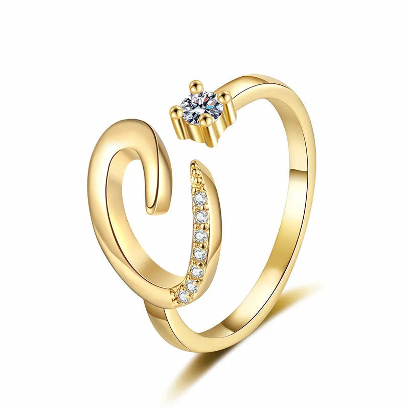 ⏳Časovo obmedzená zľava 50 %⏰Nastaviteľný trblietavý prsteň s iniciálami pre ženy💍