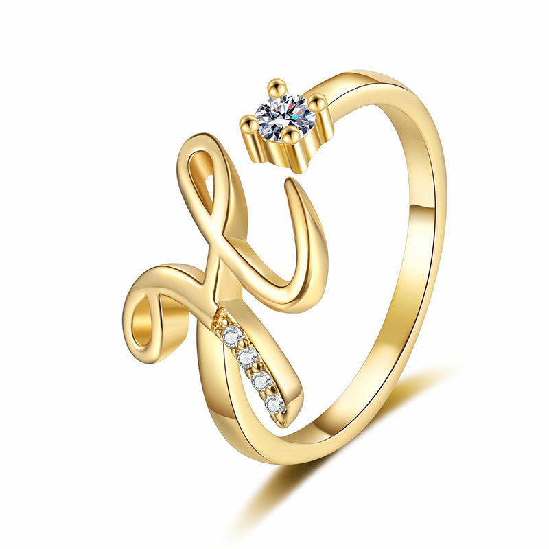 ⏳Časovo obmedzená zľava 50 %⏰Nastaviteľný trblietavý prsteň s iniciálami pre ženy💍