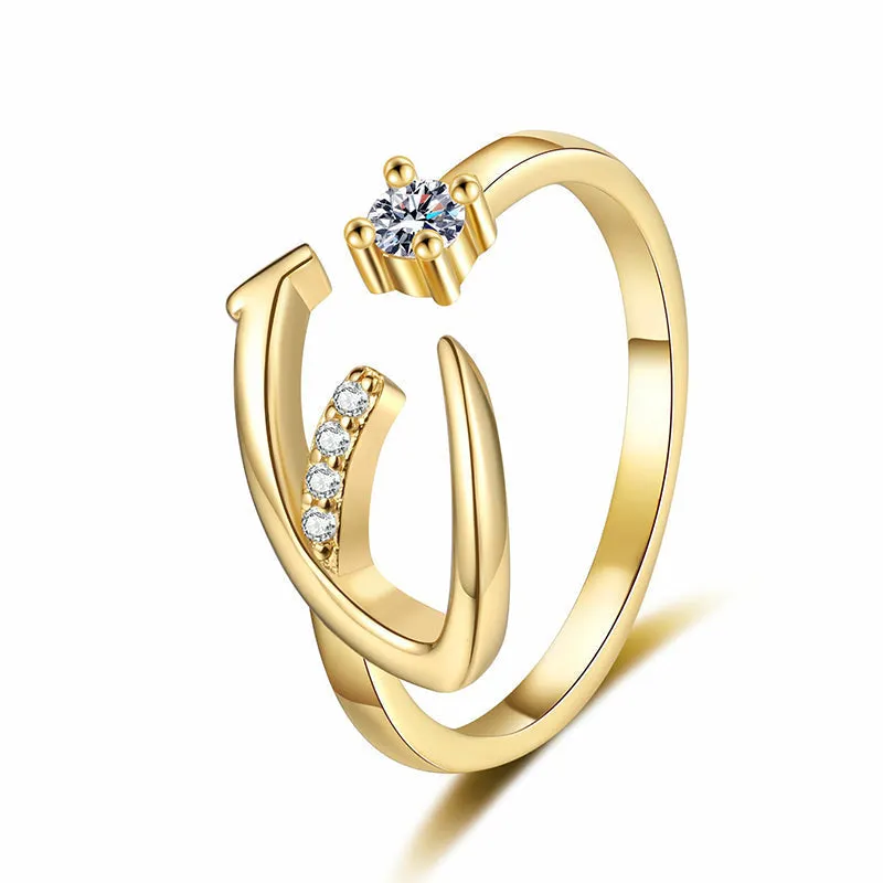 ⏳Časovo obmedzená zľava 50 %⏰Nastaviteľný trblietavý prsteň s iniciálami pre ženy💍