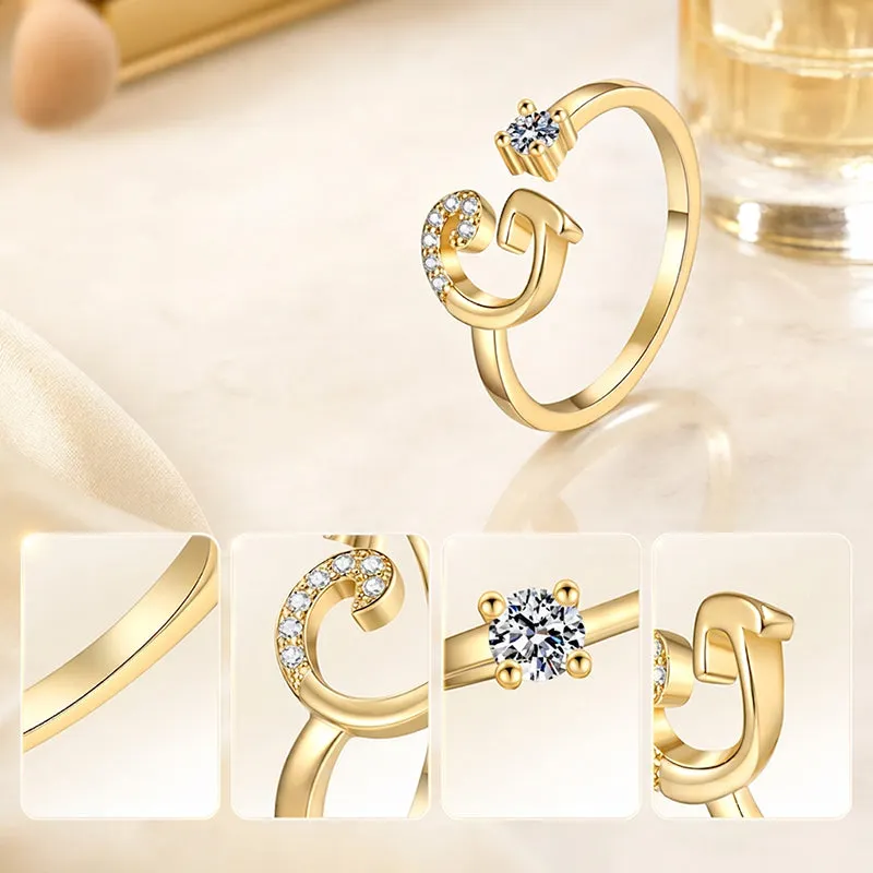 ⏳Časovo obmedzená zľava 50 %⏰Nastaviteľný trblietavý prsteň s iniciálami pre ženy💍