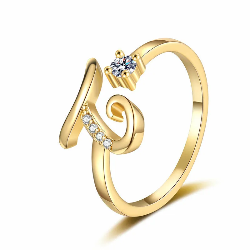 ⏳Časovo obmedzená zľava 50 %⏰Nastaviteľný trblietavý prsteň s iniciálami pre ženy💍