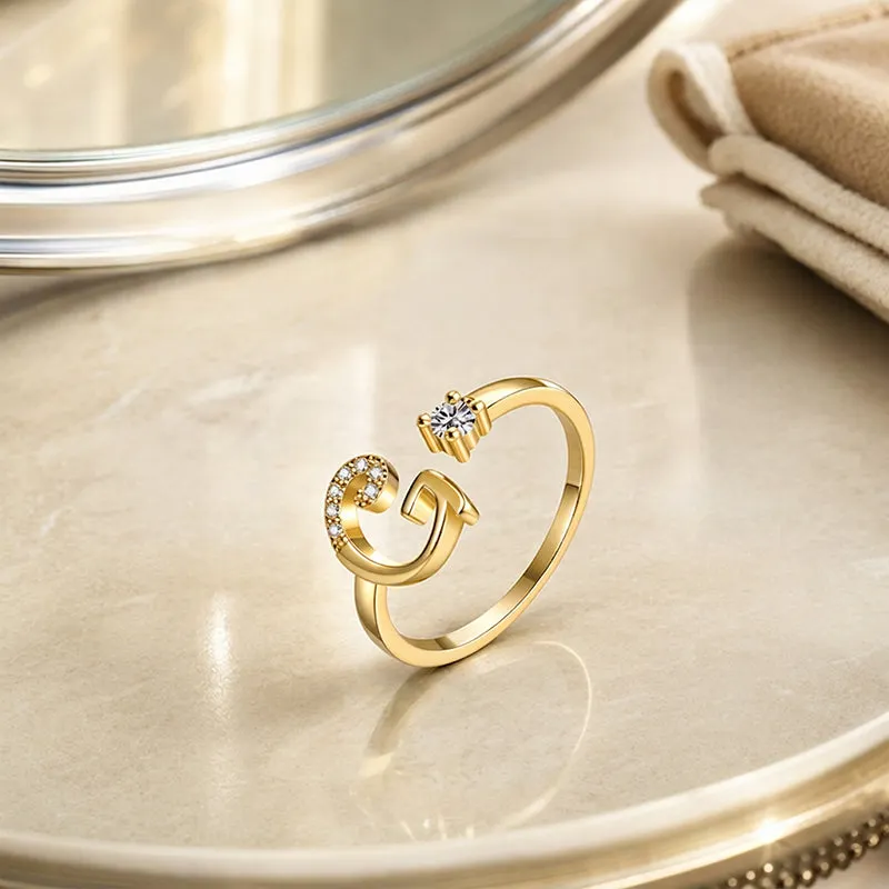 ⏳Časovo obmedzená zľava 50 %⏰Nastaviteľný trblietavý prsteň s iniciálami pre ženy💍