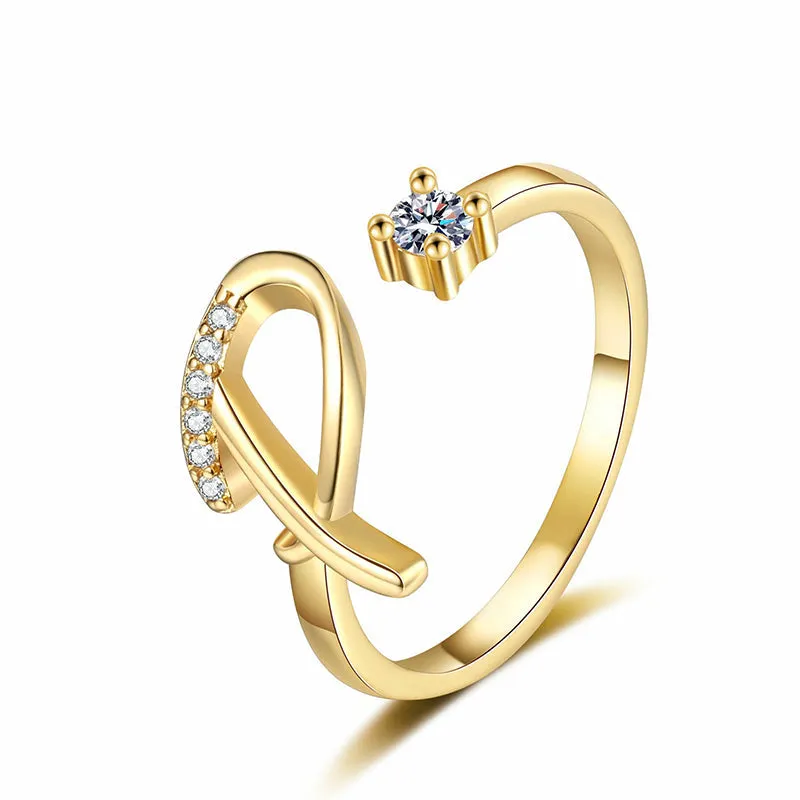 ⏳Časovo obmedzená zľava 50 %⏰Nastaviteľný trblietavý prsteň s iniciálami pre ženy💍